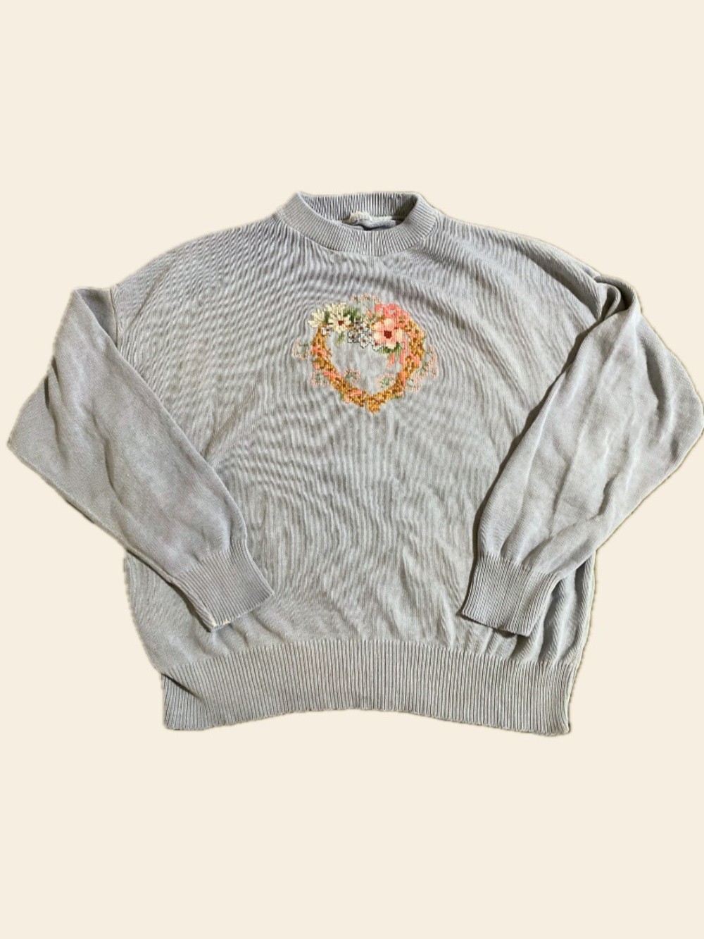 Blue Cross-stitch Heart Sweater
